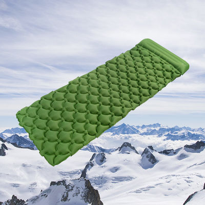 2.36" Thick Inflatable Camping Mat Green Outdoor Sleeping Mattress With Attached Pillow