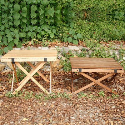 Wood Small Portable Camping Table With Two Adjustable Height Best Folding Camping Table