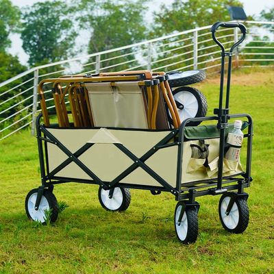 Steel Collapsible Folding Wagon Cart Outdoor Utility Foldable Cart With Wheels