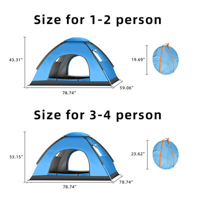 2 Person Dome Pop Up Camping Tent Blue Camping Tents  210D Oxford