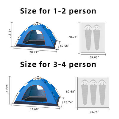 170T Polyester Camping Outdoor Tents 200 X 150 X 125cm Blue Outdoor Picnic Tent 2 Person