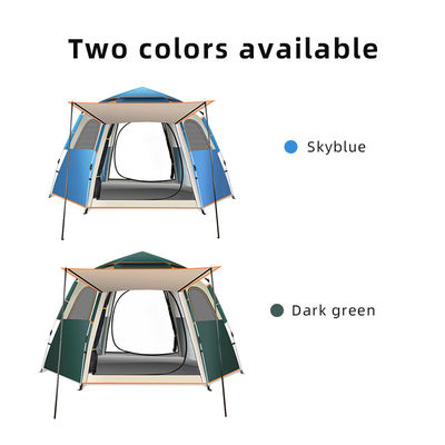 Outdoor Hexagon Camping Tent Automatic Pop Up Tents  Blue Large Tents