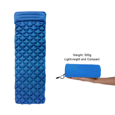 2.36" Thick Inflatable Camping Mat Green Outdoor Sleeping Mattress With Attached Pillow
