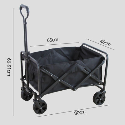 Rubber Wheels Folding Wagon Multipurpose Collapsible Hand Truck Black