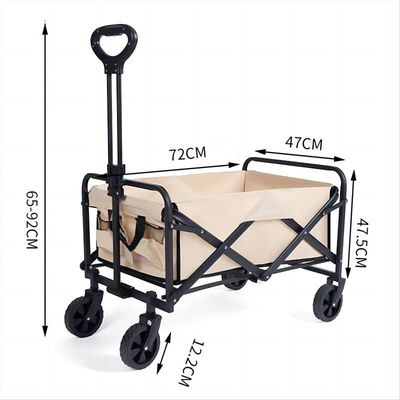 Steel Frame Folding Wagon Cart Compact Foldable Wagon For Camping Creative Outdoor Wagon
