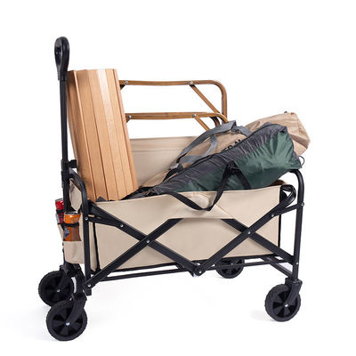 Steel Frame Folding Wagon Cart Compact Foldable Wagon For Camping Creative Outdoor Wagon