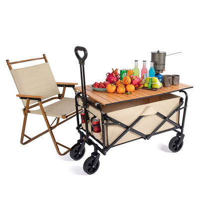 Steel Frame Folding Wagon Cart Compact Foldable Wagon For Camping Creative Outdoor Wagon