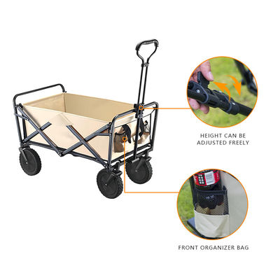 Compact Folding Wagon Cart Adjustable Collapsible Wagon For Outdoor Camping