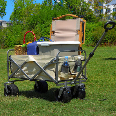 Rubber Wheels Folding Wagon Multipurpose Collapsible Hand Truck Black
