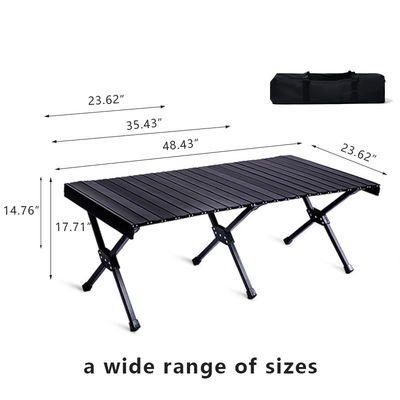 Outdoor Aluminum Portable Camping Table Lightweight Picnic Table With Egg Roll Table Top