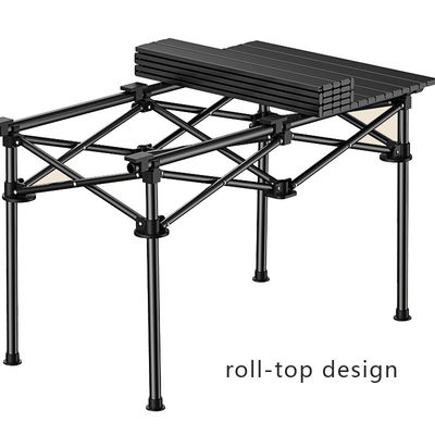 Outdoor Carbon Steel Small Aluminium Table Camping Black Compact Roll Up Aluminium Camping Table