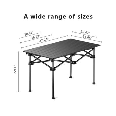 Outdoor Carbon Steel Small Aluminium Table Camping Black Compact Roll Up Aluminium Camping Table