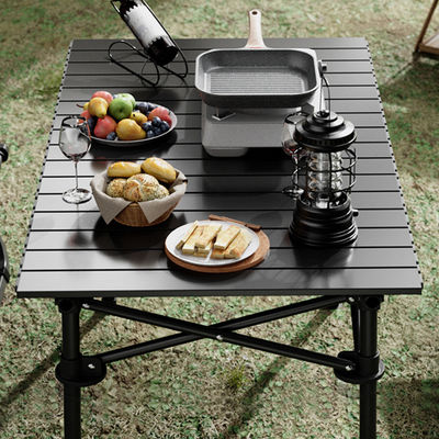 Outdoor Carbon Steel Small Aluminium Table Camping Black Compact Roll Up Aluminium Camping Table