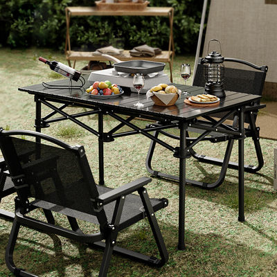 Outdoor Carbon Steel Small Aluminium Table Camping Black Compact Roll Up Aluminium Camping Table