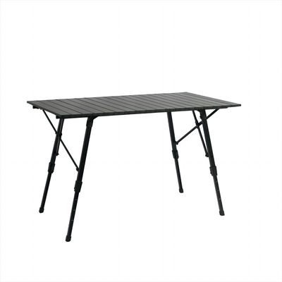 Black Small Foldable Camping Table With Adjustable Legs Lightweight Portable Aluminum Picnic Table