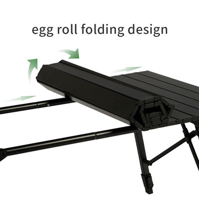 Black Small Foldable Camping Table With Adjustable Legs Lightweight Portable Aluminum Picnic Table