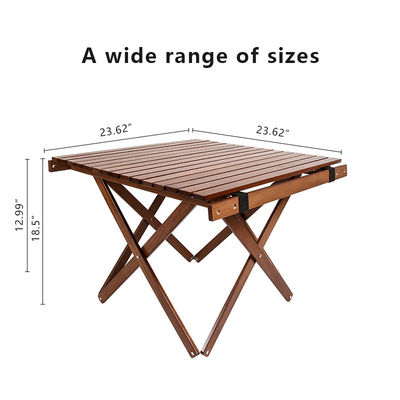 Wood Small Portable Camping Table With Two Adjustable Height Best Folding Camping Table
