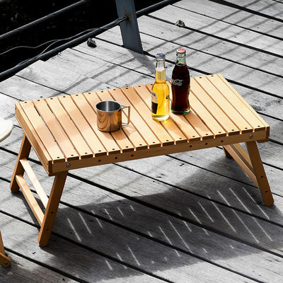 Compact Portable Camping Roll Up Picnic Table Low Folding Wood Collapsible Table 3.70kg