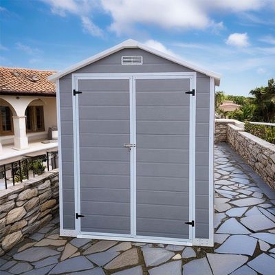 Capannone da giardino con struttura smontabile 6x4 piedi, capanno per attrezzi da esterno con doppia porta a battente